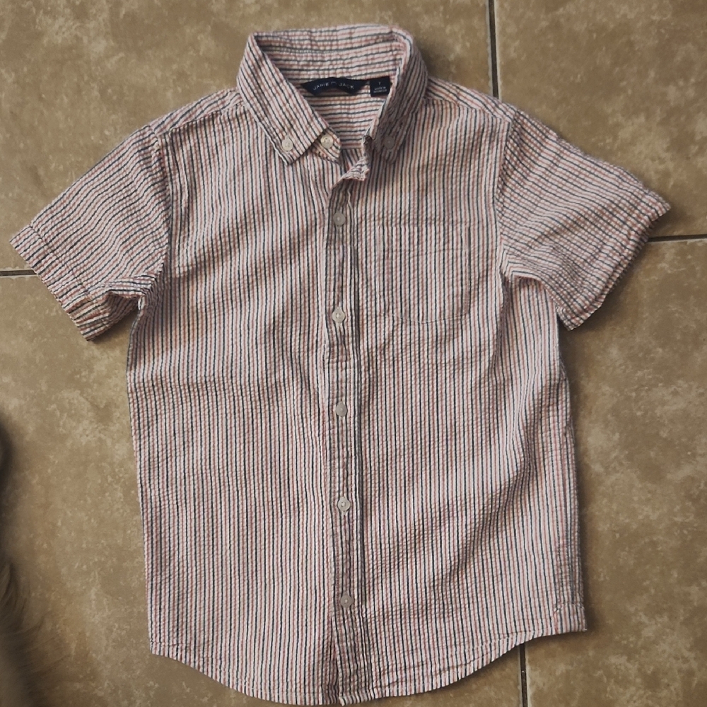 Janie and Jack Red, White & Blue Striped Shirt